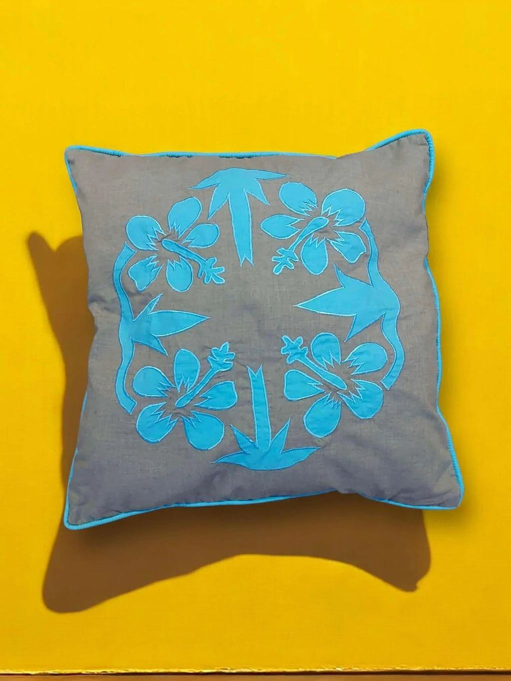 'Nikao' design Hibiscus Cushion Covers taupe with tosca