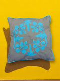 'Nikao' design Hibiscus Cushion Covers taupe with tosca