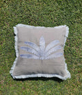 Fringed palm on linen 50 x 50cm