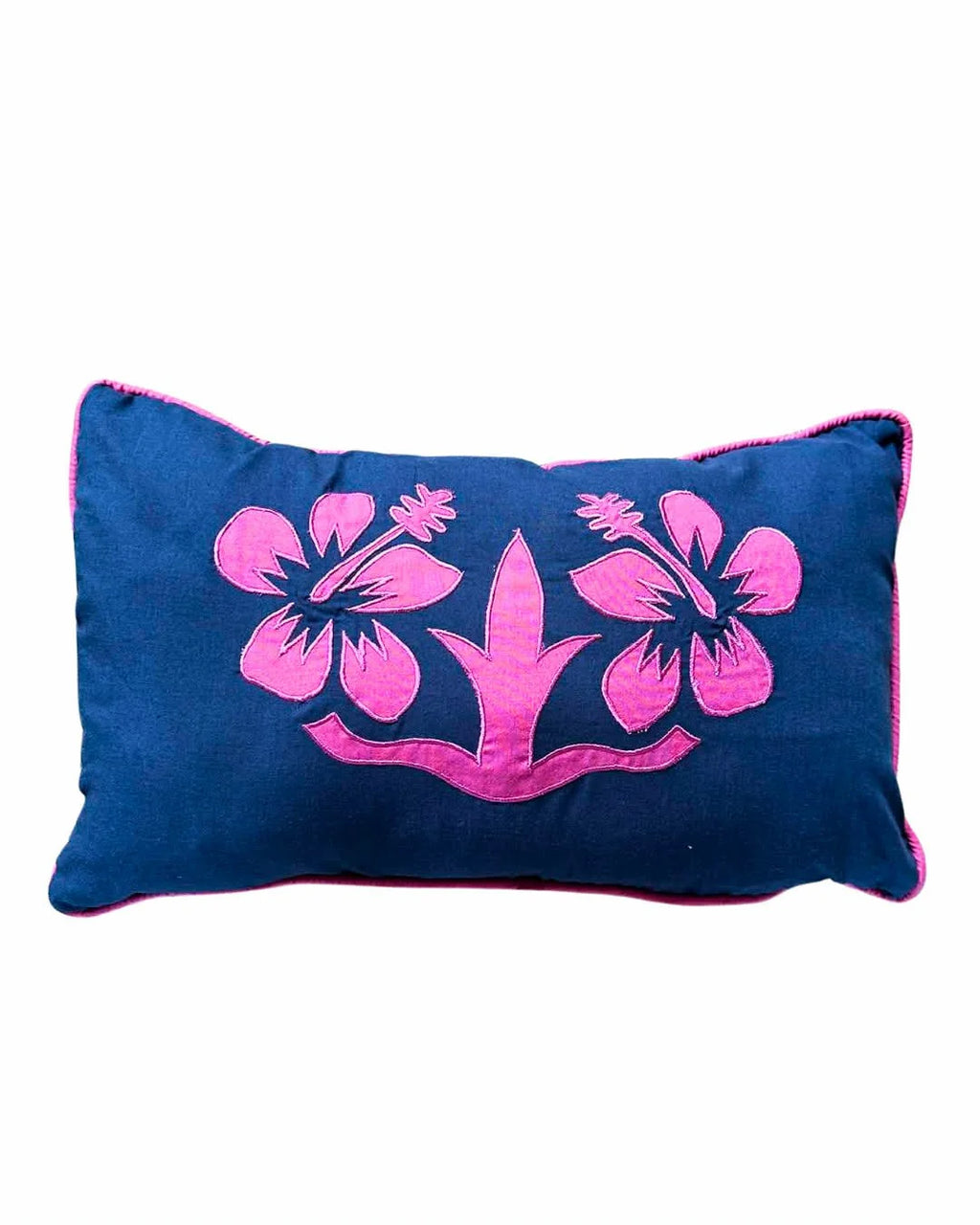 'Nikao' design Hibiscus Cushion Covers navy with fanta
