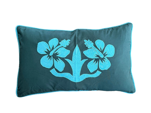 "Nikao" design cushion cover Hunter with Tosca hibiscus