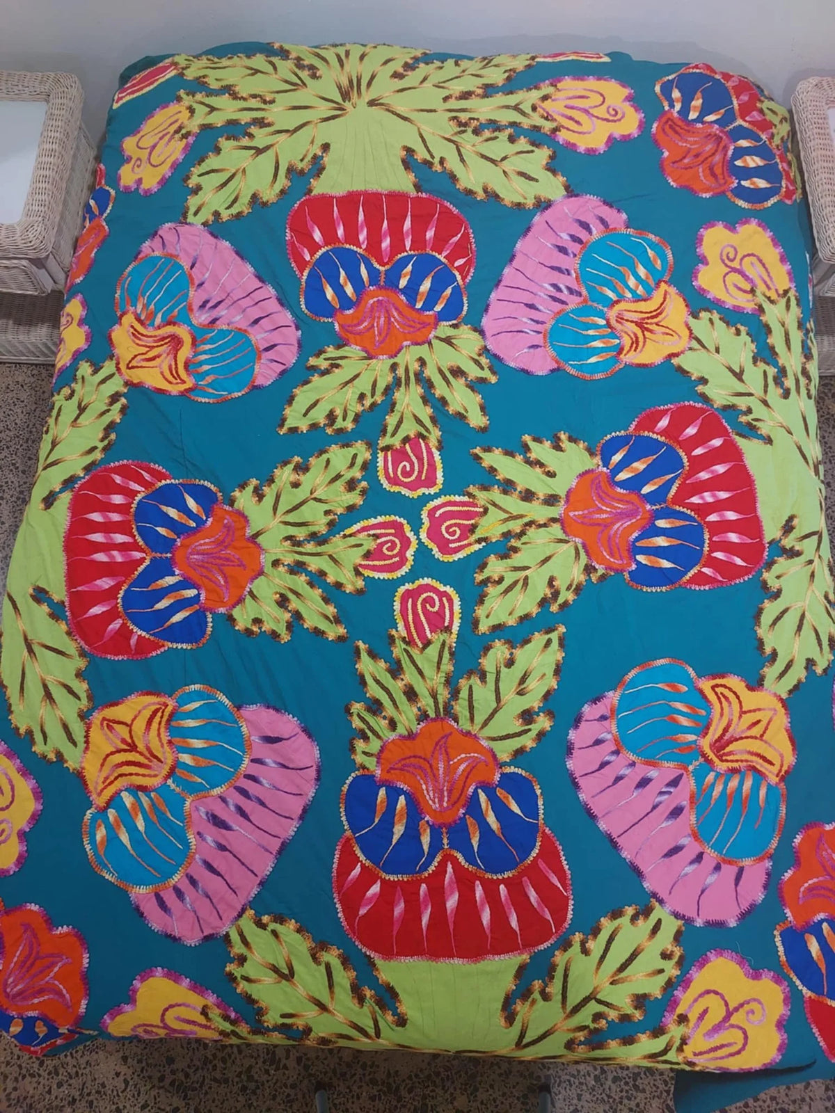 Traditionally Hand crafted Tivaevae: Riot of colour