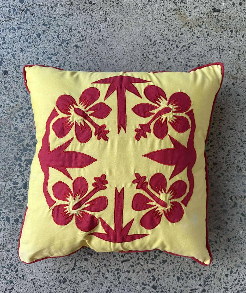 "Nikao" design cushion cover yellow with red