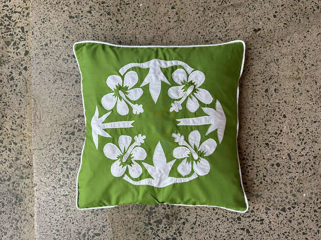 'Nikao' design Hibiscus Cushion Covers Palm Green with White