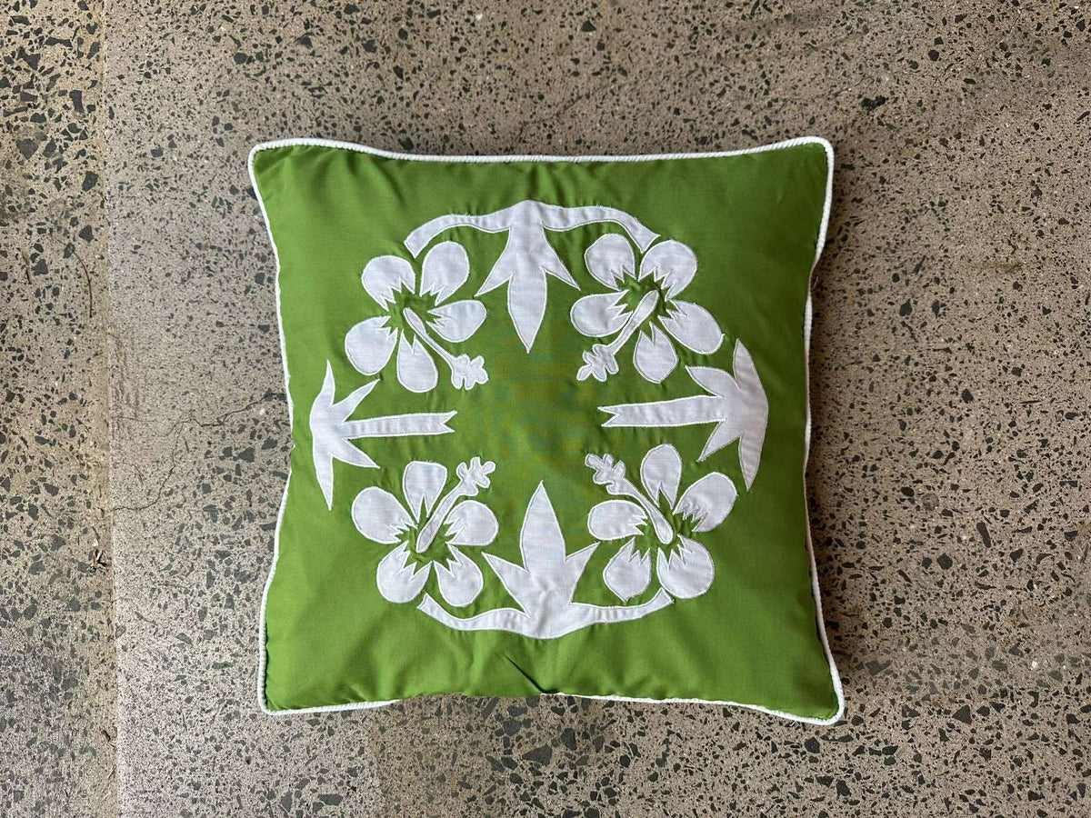 'Nikao' design Hibiscus Cushion Covers Palm Green with White