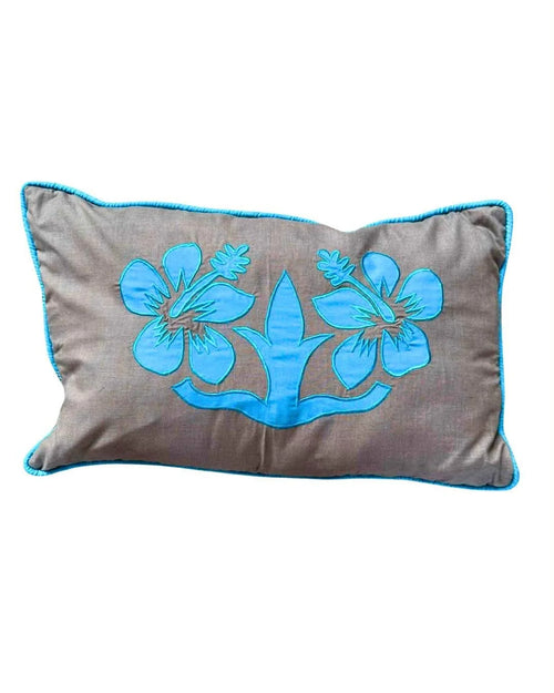 "Nikao" design cushion cover Taupe with tosca