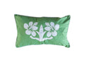 "Nikao" design cushion cover Palm green with white hibisus