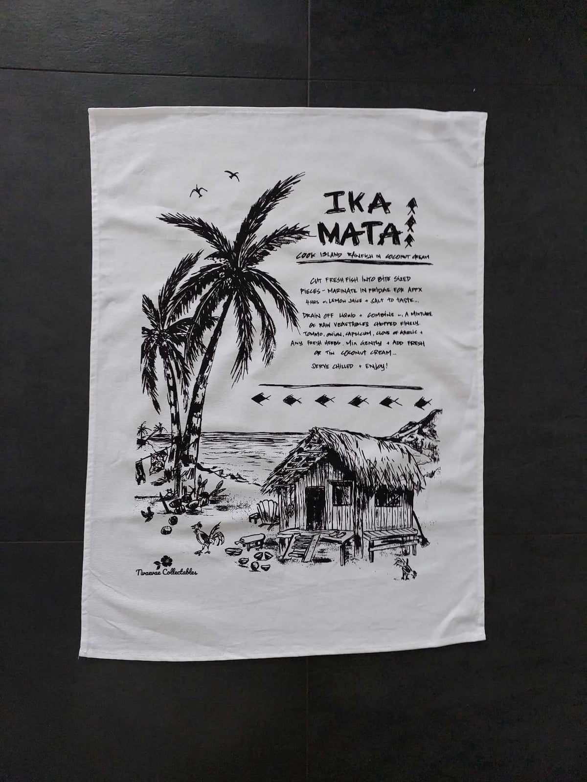 Tea Towel: Aunties Ika Mata recipe
