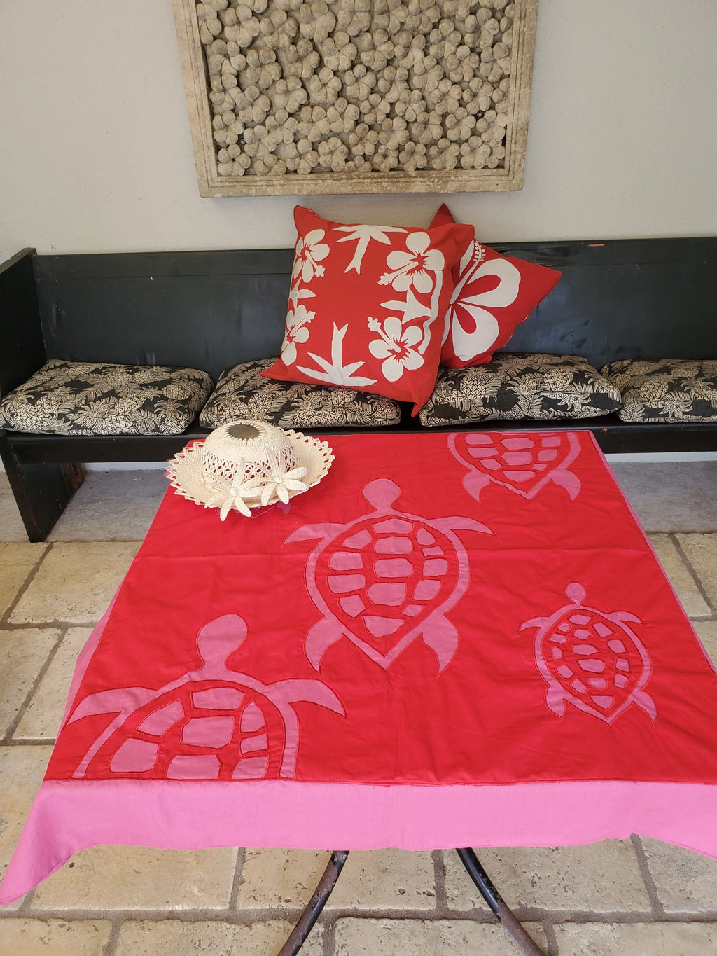 Onu Red with Pink Baby Cot Cover / Play Mat