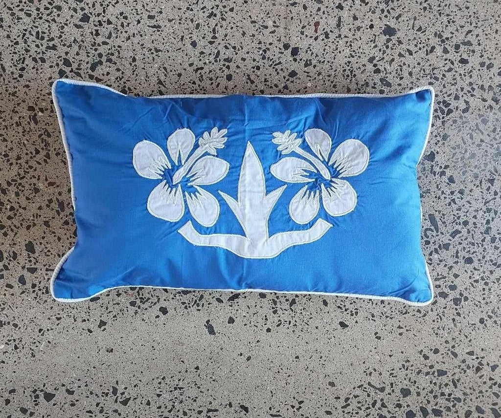 'Nikao' design Hibiscus Cushion Covers blue with white