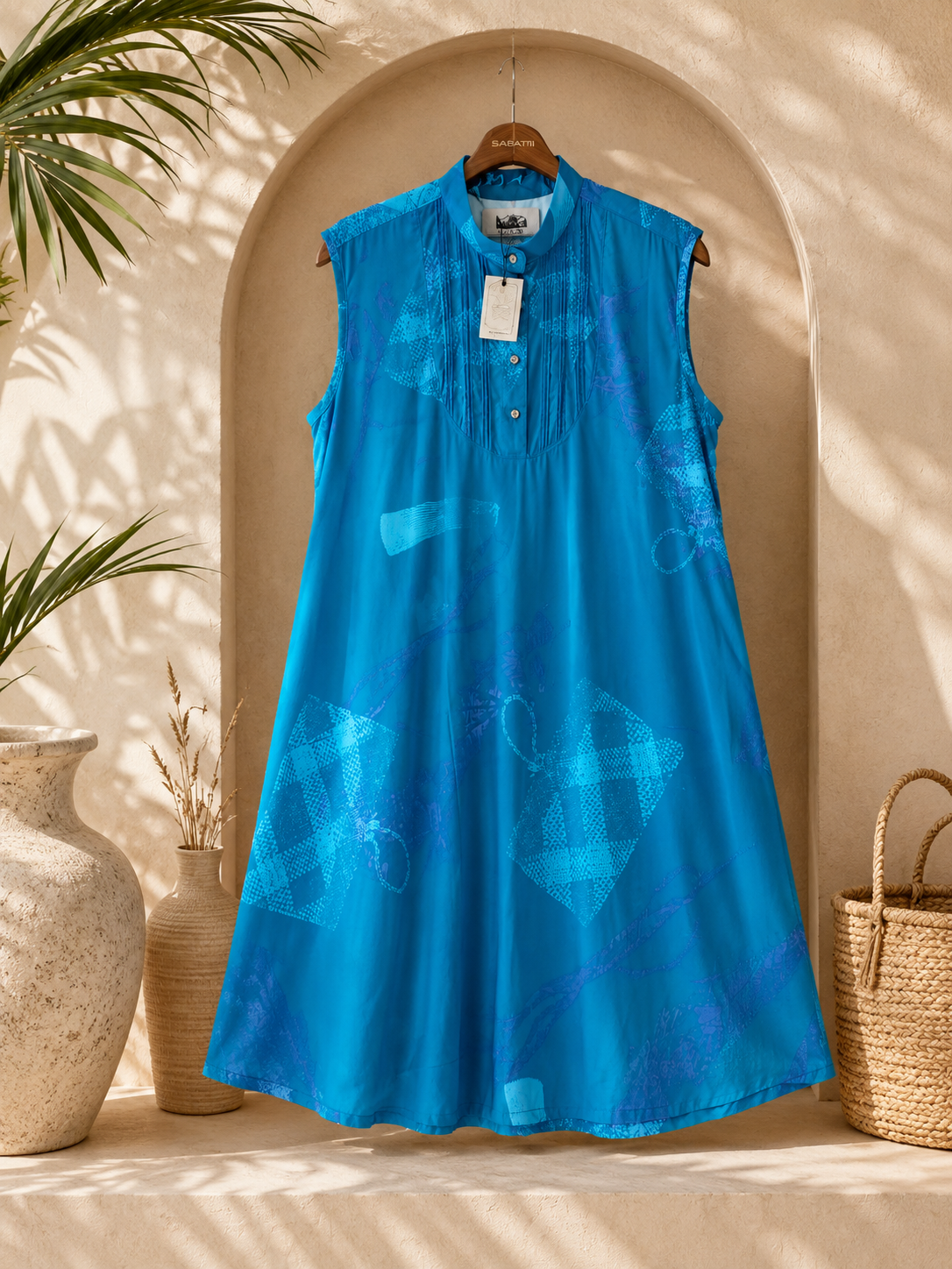 Sabati: Blue Vaine Kaka'u shirtdress womens