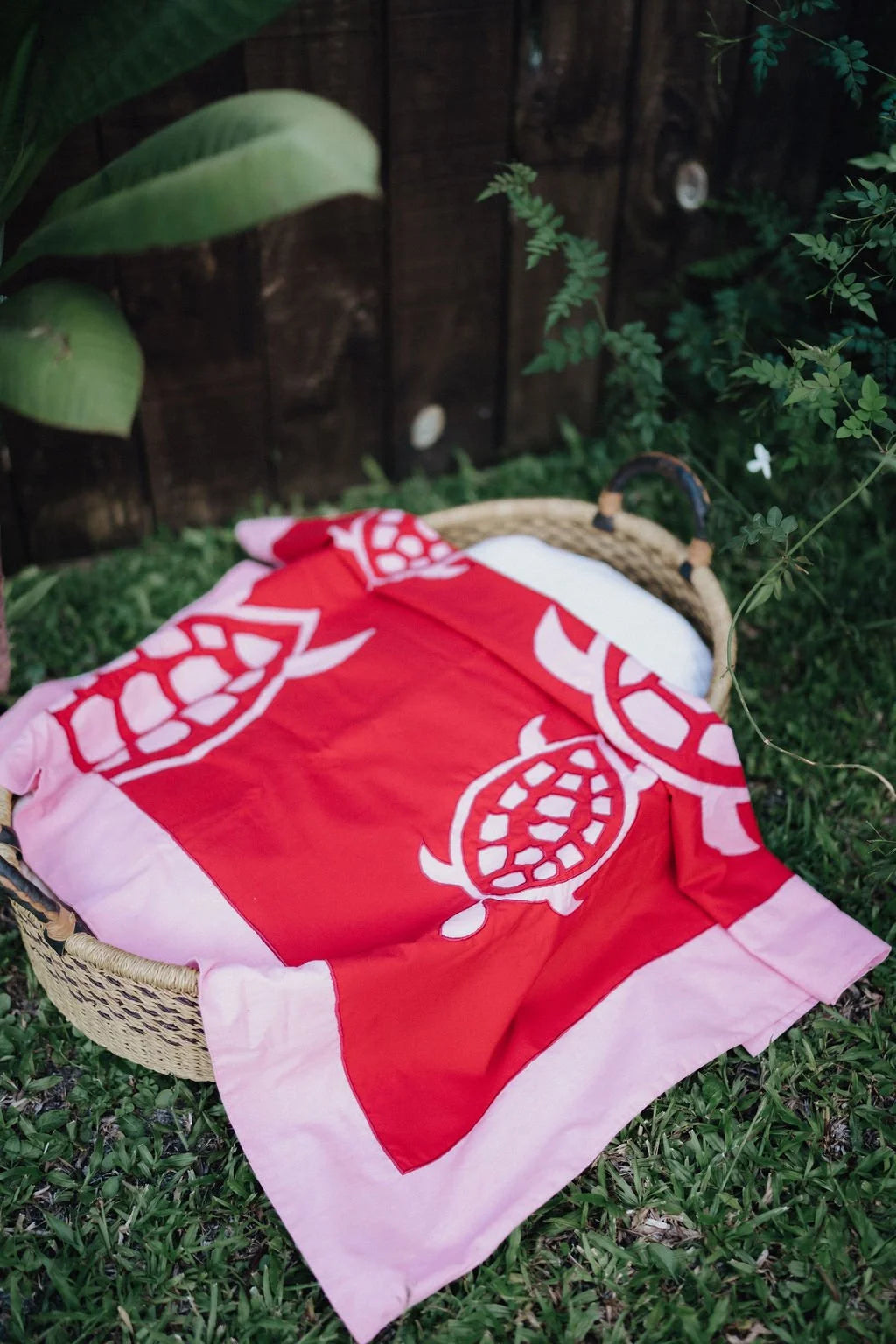 Onu Red with Pink Baby Cot Cover / Play Mat