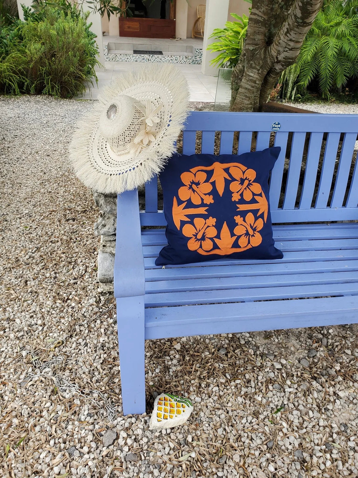 Outdoor Sunbrella 'Nikao' Red with White Hibiscus Cushion Cover