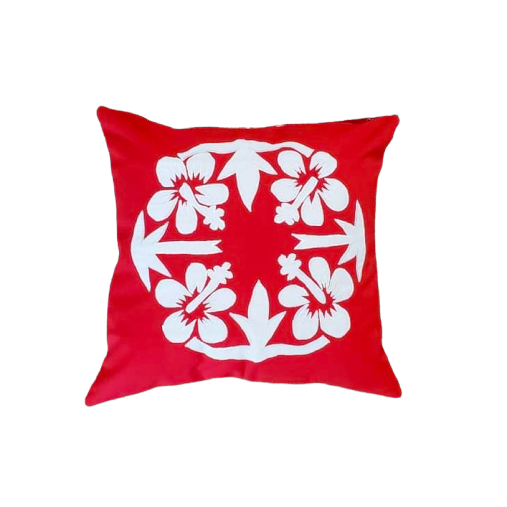 Outdoor Sunbrella 'Nikao' Red with White Hibiscus Cushion Cover