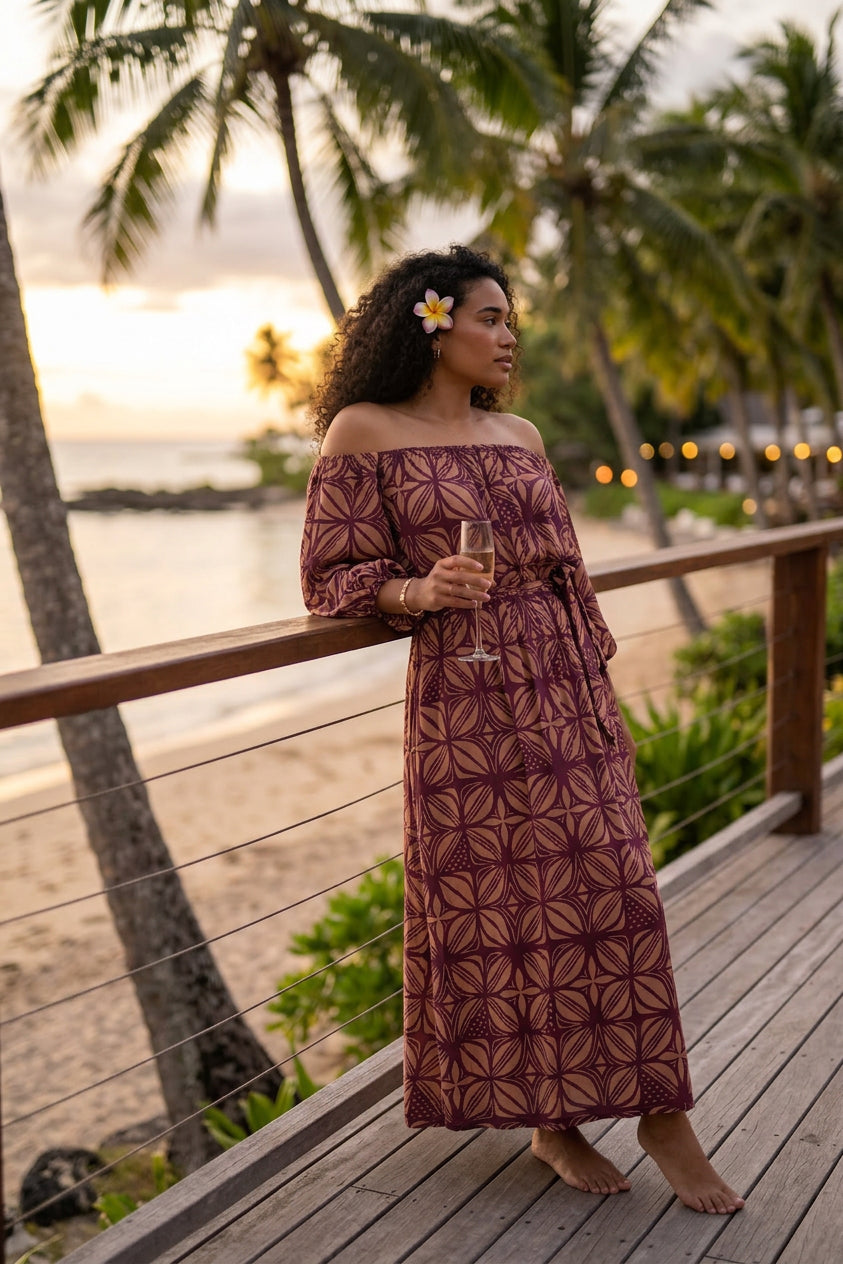 Islakoko Zendaya Women's off shoulder island dress