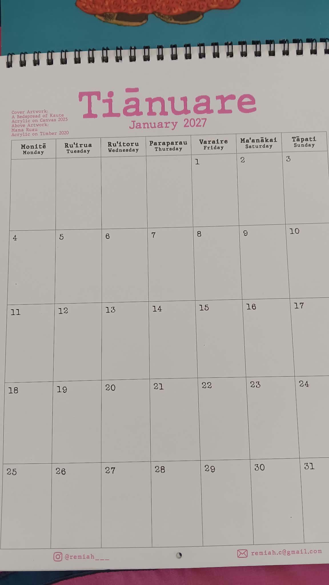 Vaine Calendar 2027 by Remiah Chanelle