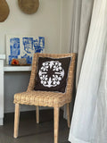 "Nikao" design cushion cover black with white hibiscus